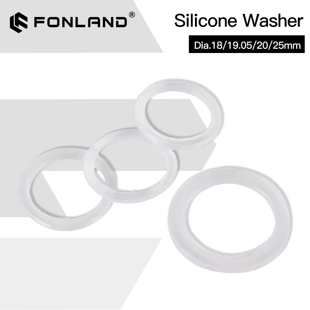 FONLAND Silicone Washer Dia.18 19.05 20 25mm Material fluoroplastic gaskets for CO2 Laser Focusing Lens Mirrors