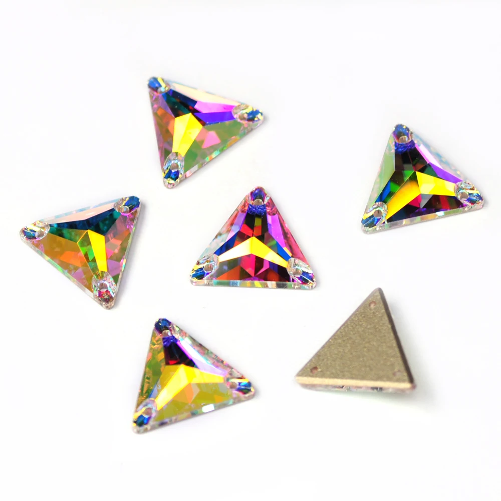 YANRUO Top 3270 Triangle Crystal AB Sew On Stone Glass Rhinestones Application For Hair Clothes Sewing on Clothing