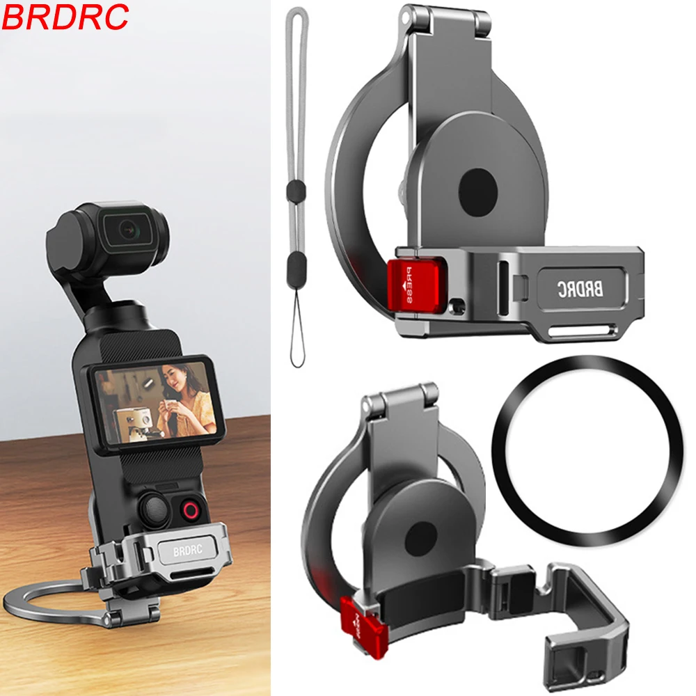 

BRDRC for DJI Pocket 3 Expansion Adapter Magnetic Protective Cage Metal Bracket Mount 1/4 Screw Holes/Claw Ports