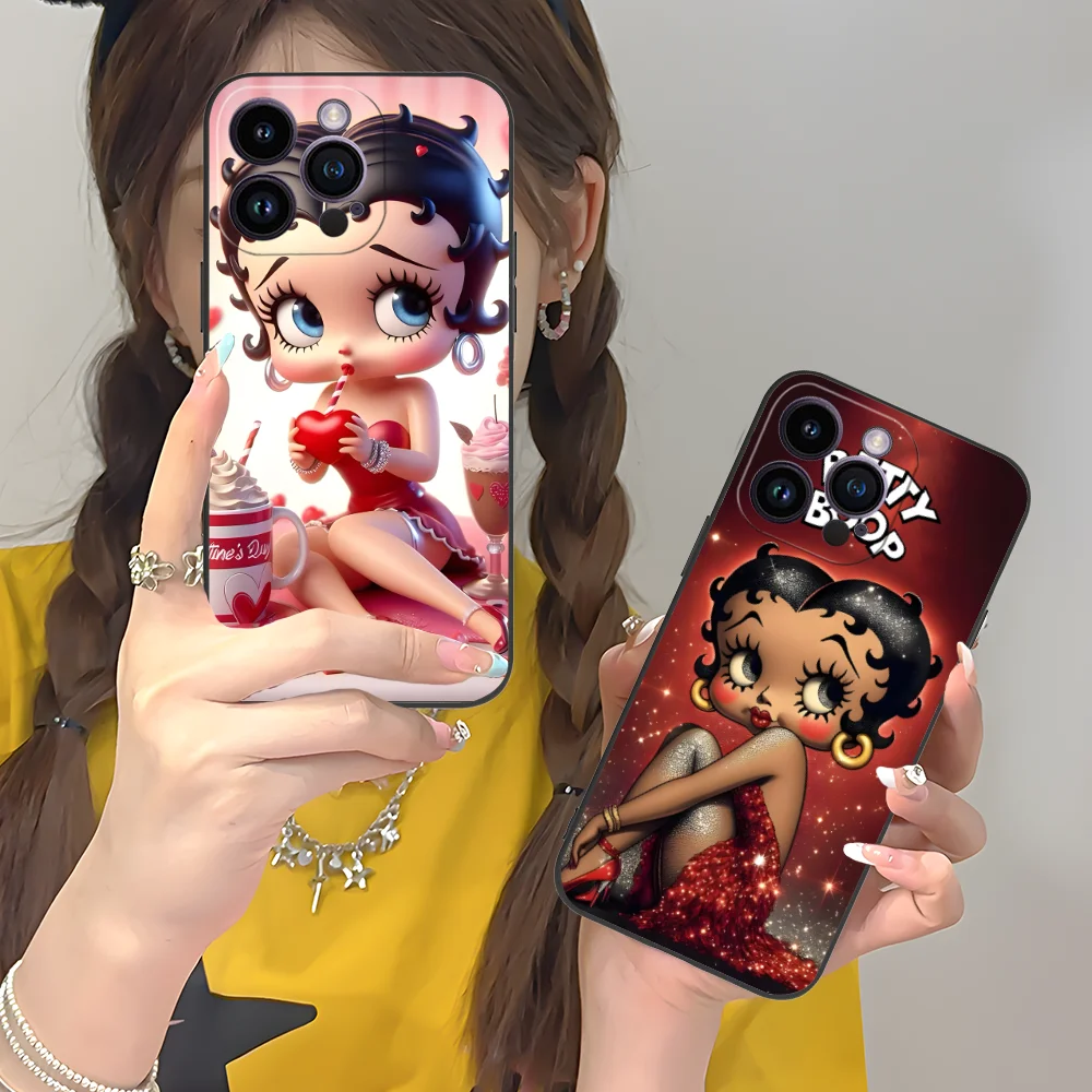 Mobile B-Bettys Phone Case for iPhone 16 15 14 13 12 11 X XR XS 8 7 Pro Max Plus Mini Black Cellphones Smartphone Cover