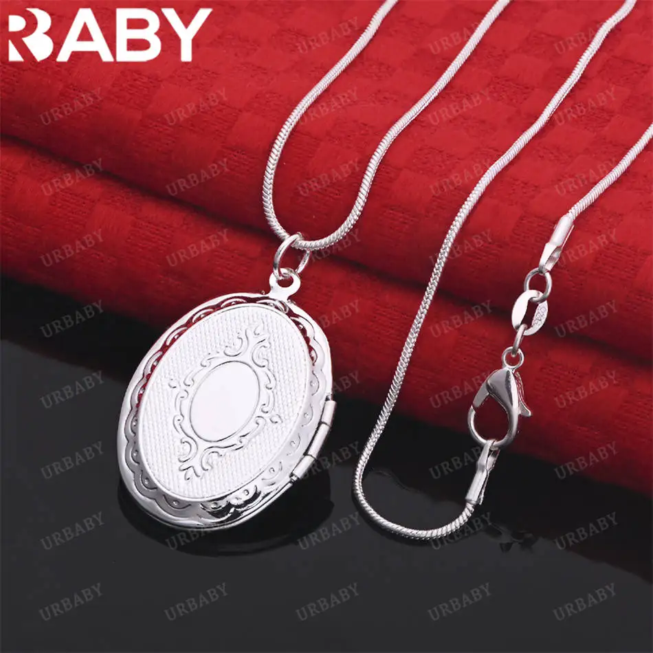 

URBABY 40-75cm 925 Sterling Silver Retro Oval Plate Pendant Necklace For Women Anniversary Gift Popular Wild Fashion Romantic