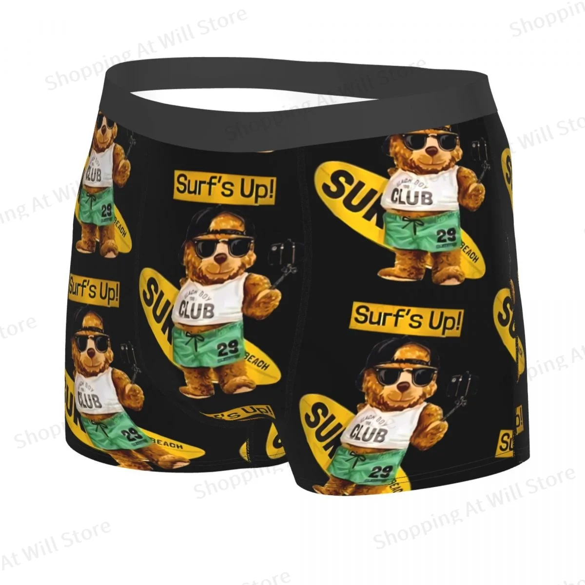 Teddy Bear  Surf s Up Men Printed Boxer Briefs Underwear Highly Breathable Top Quality Gift Idea