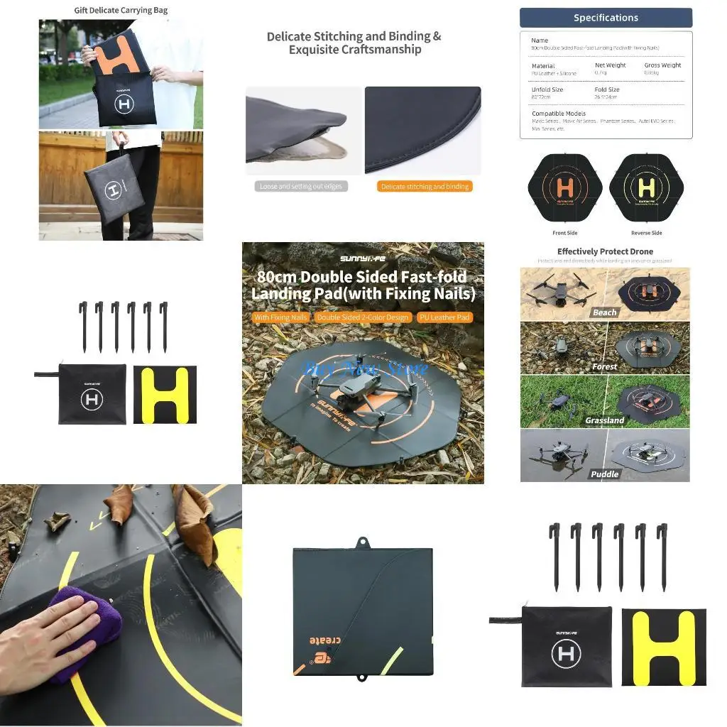 

20CE Takeoff and Landing Pad Waterproof Foldable Parking Apron with Storage Bag & Ground Nails for Mavic3 Air 2S