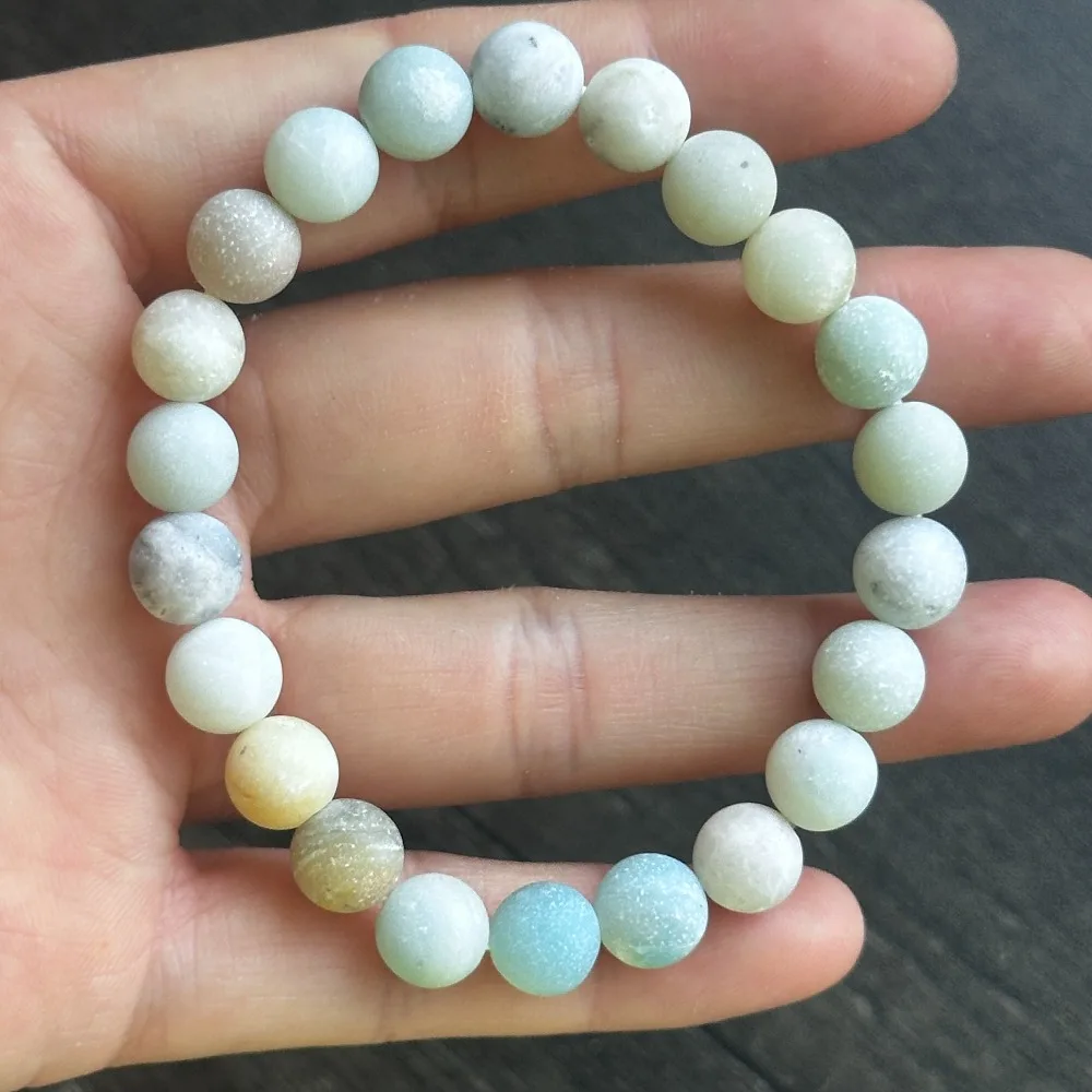6pcs/lot Matte Amazonite Natural Frosted Gemstone Beaded Bracelets Fashion Healing Jewelry for Women Friendship Wholesale