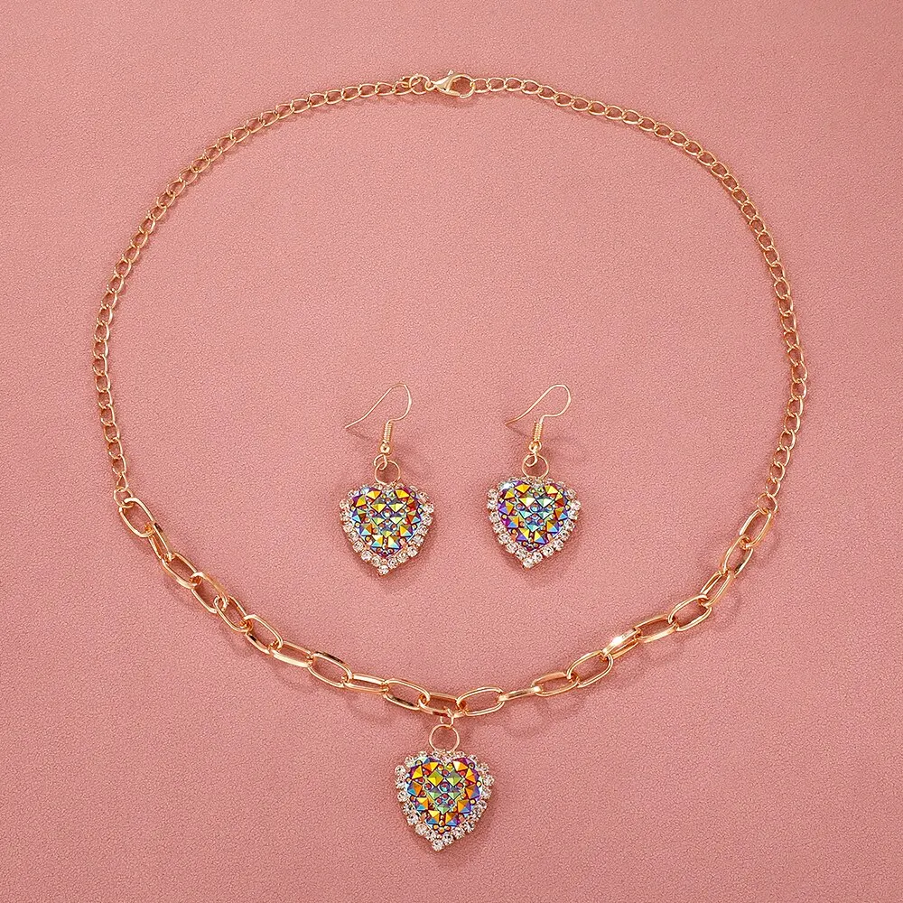 4PCS Set Colour Luxury Watch Women Necklace Earrings Rhinestone Quartz Wristwatch Female Casual Ladies Watches Montre Femme