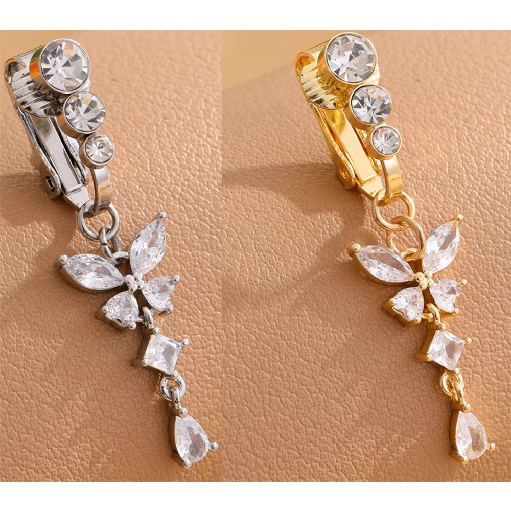 Faux Fake Belly Button Ring, 3/5 Reverse Crystals