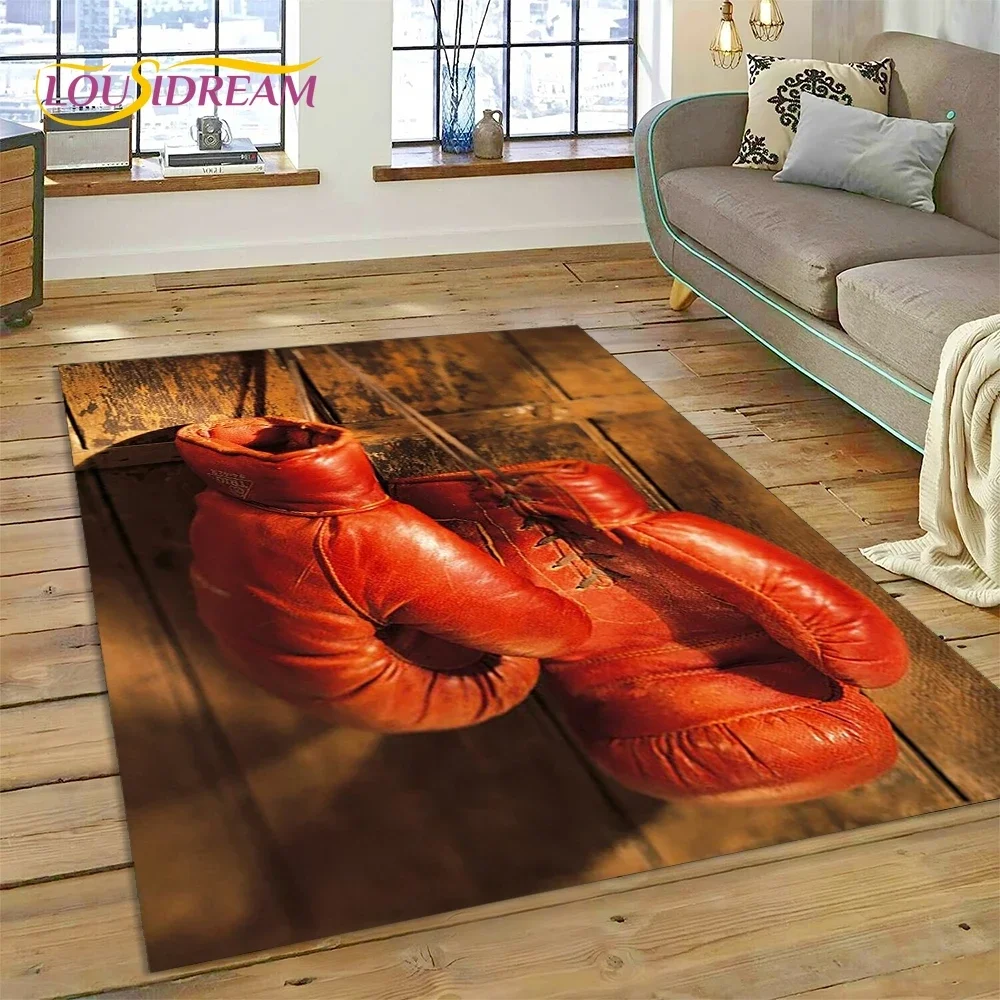 Boxing Gloves Boxer Fight Cartoon Carpet Rug for Bedroom Living Room Home Sofa Decoration,Children Game Large Decor Floor Mat