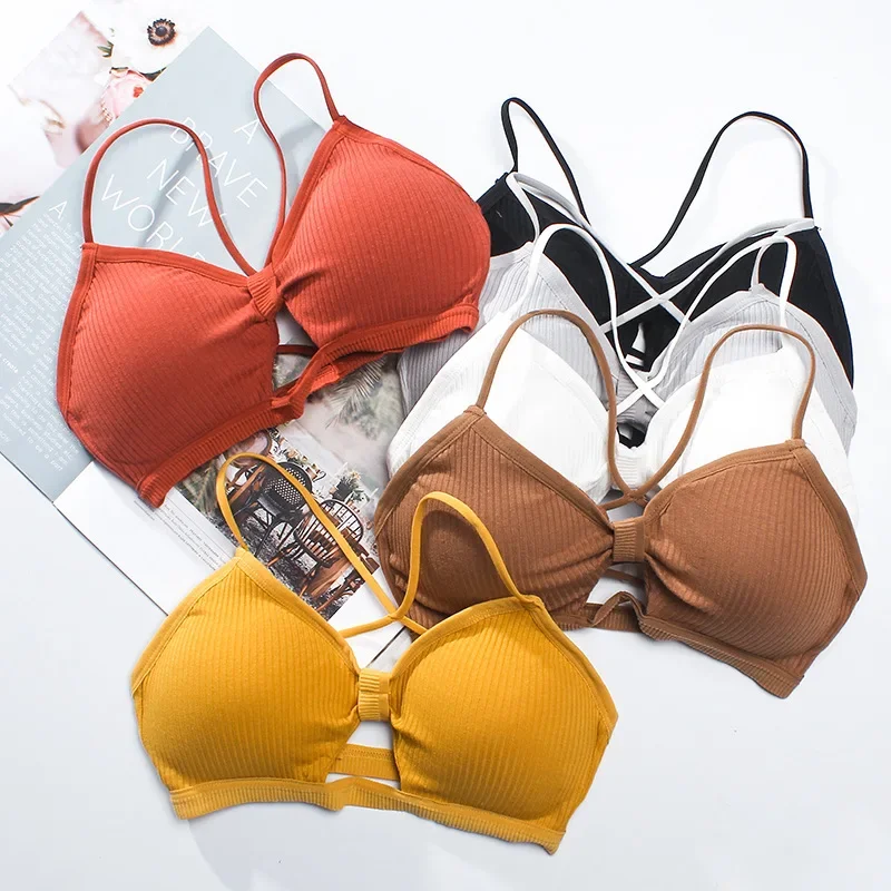 Cotton Bras For Women Wirefree Brassieres Bra Seamless Underwear Removable Breathable Pad Bra Ladies Sexy Lingerie Intimate