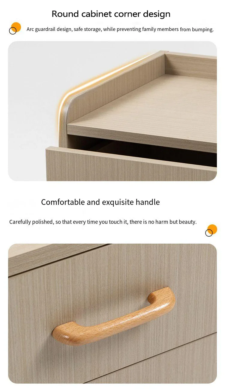 Stolik nocny vintage z drewna do sypialni, szafka nocna z 2 szufladami i otwartą półką do przechowywania.