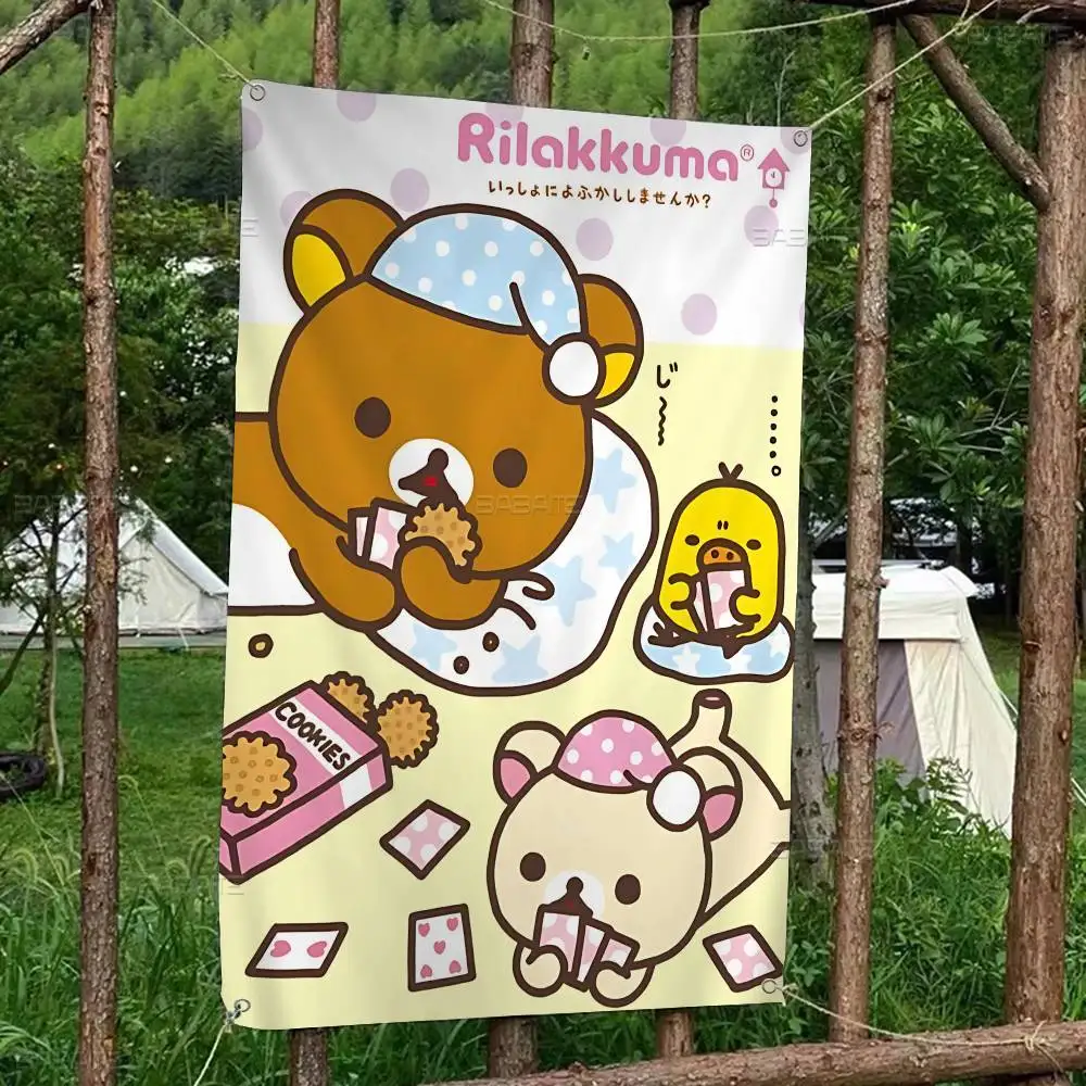 Cute Rilakkuma High End Quality Banner Printing Artistic Atmosphere Style Camping Flag