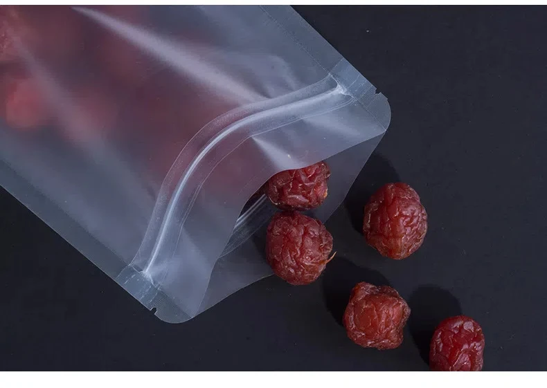 50 Stück mattierte transparente Druckverschlussbeutel, durchsichtige Kunststoff-Aufbewahrungsbeutel, Snack-Tee-Reißverschlussbeutel, Verpackungszubehör, wiederverwendbare Verpackungsbeutel – Detail 5