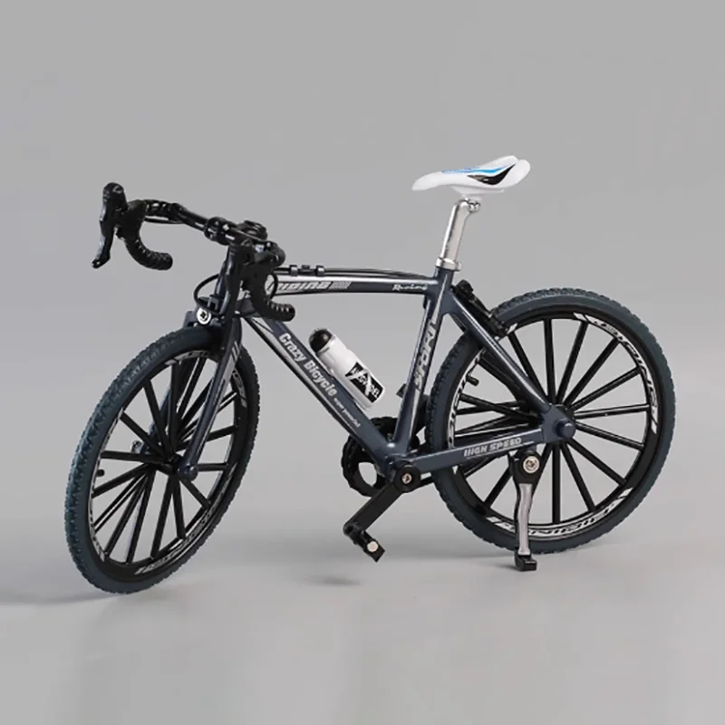 Bicicleta de aleación, modelo fundido a presión, mango curvo, colección de simulación de deslizamiento lateral de carretera, bicicleta de montaña de Metal, juguete de carreras para niño