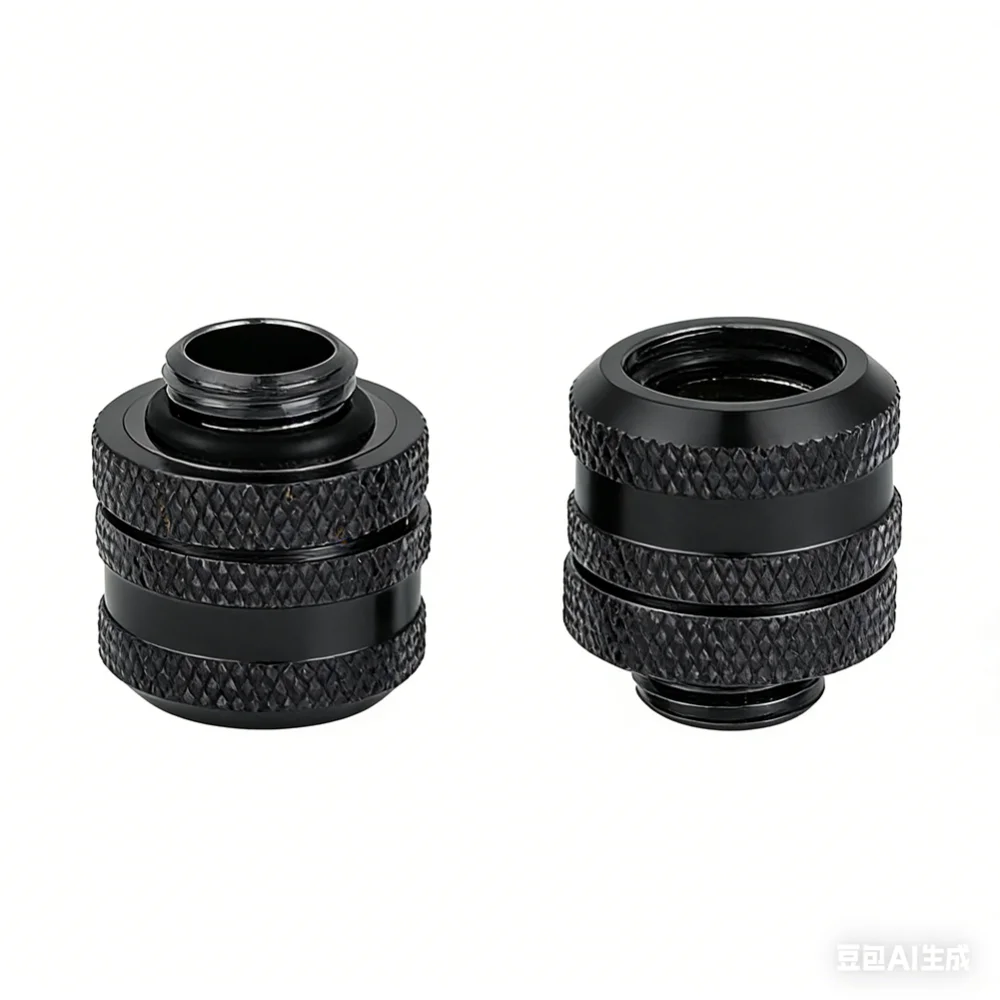 

2PCS Quick Tightening G1/4 Compression Fitting OD 14MM Silver/Black Extender Connector Hard Tube Fitting Computer Water Cooling