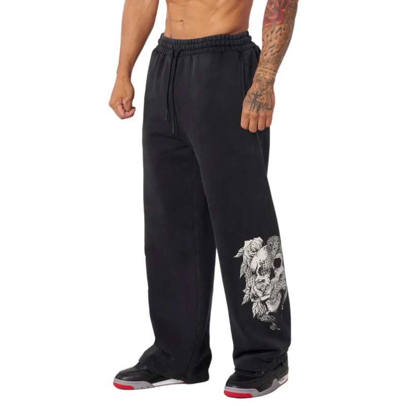 

Fitness Hip Hop Harajuku Y2K Men's Y2K Graphic Baggy Sweatpants Drawstring Waist Wide Leg Jogger Pants with Pockets