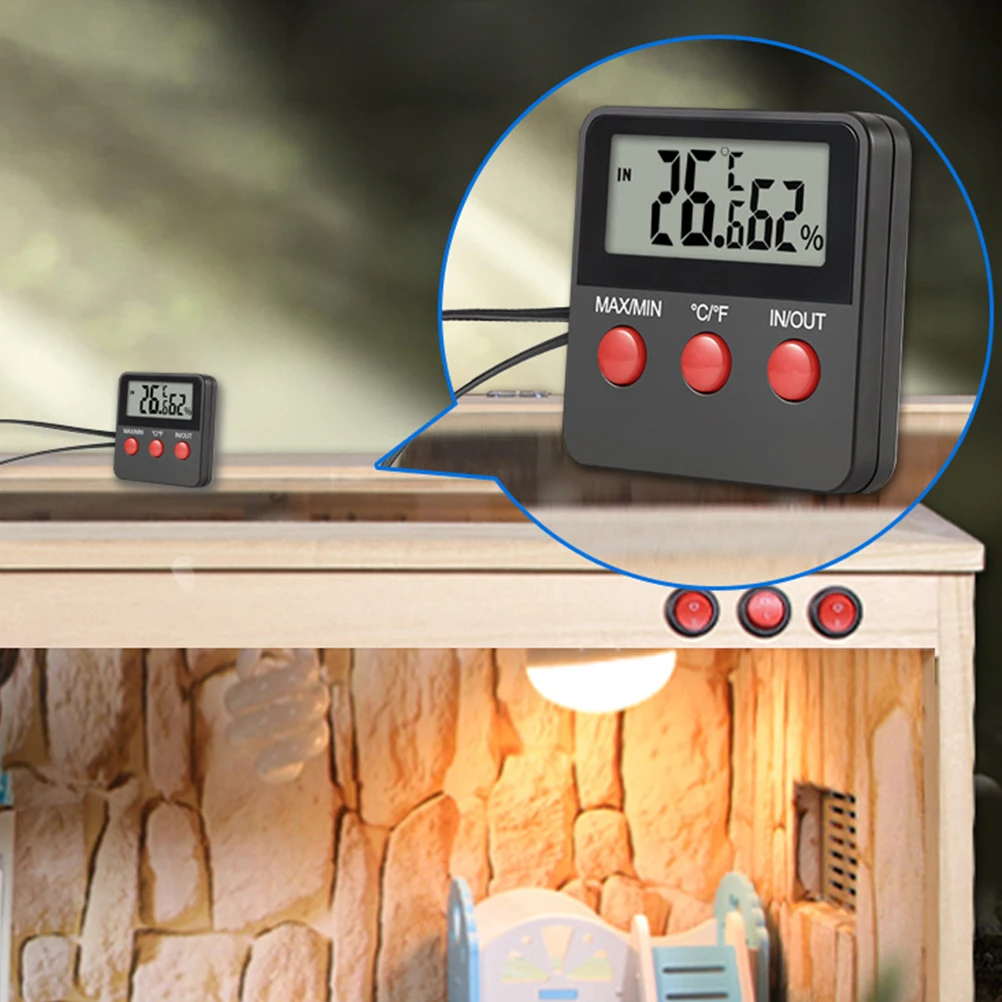 

2 Sets Digital Thermometer Hygrometer for Reptile Tank Turtle Egg Incubator Box Temperature Humidity Meter Pet Accessories