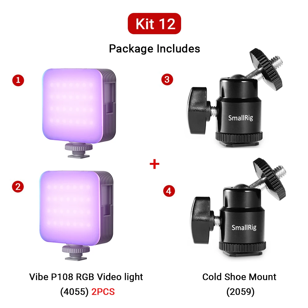 SMALLRIG P108 Lampe Vidéo RGB Portable 360° - Éclairage Photo Vidéo Rechargeable Pour YouTube TikTok Vlogging