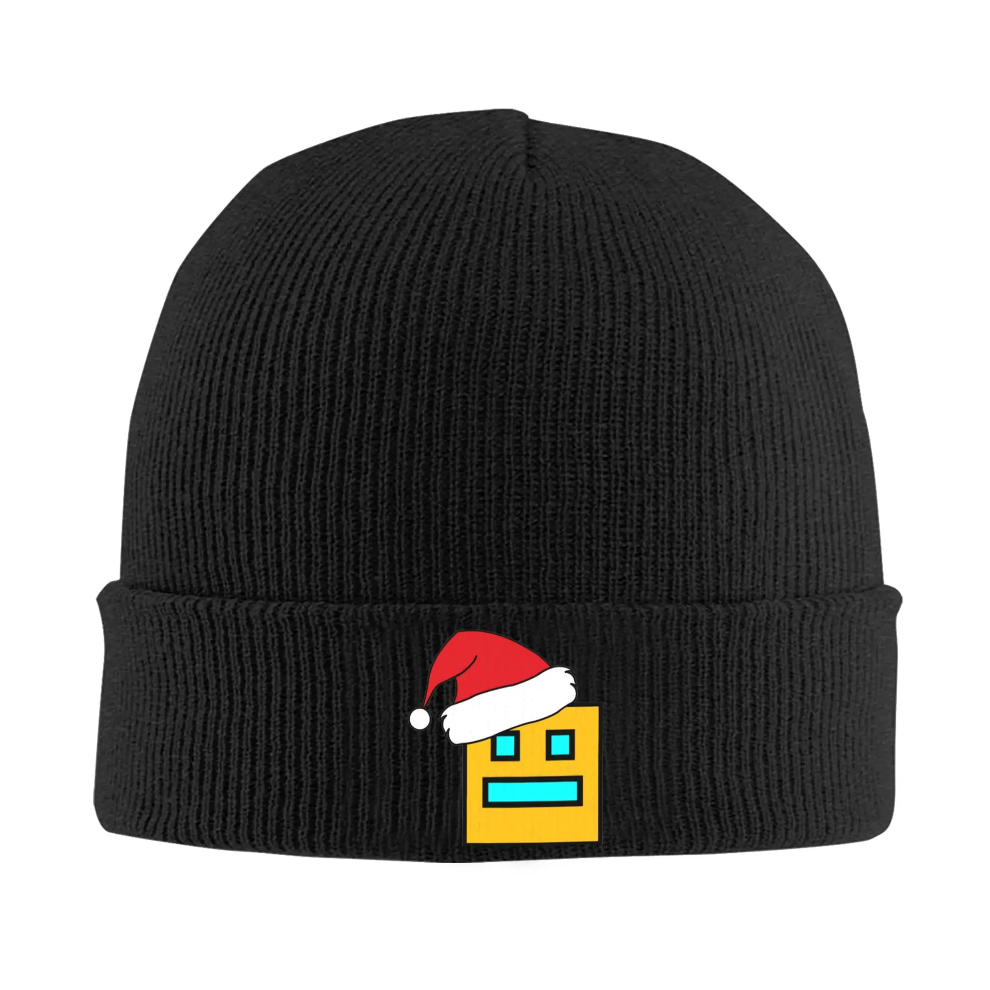 Noel Geometric Dash Video Game Fun Knit Hat Beanie Autumn Winter Hat Warm Unisex  Hip-hop Geometry Dash Caps Men Women Gifts,