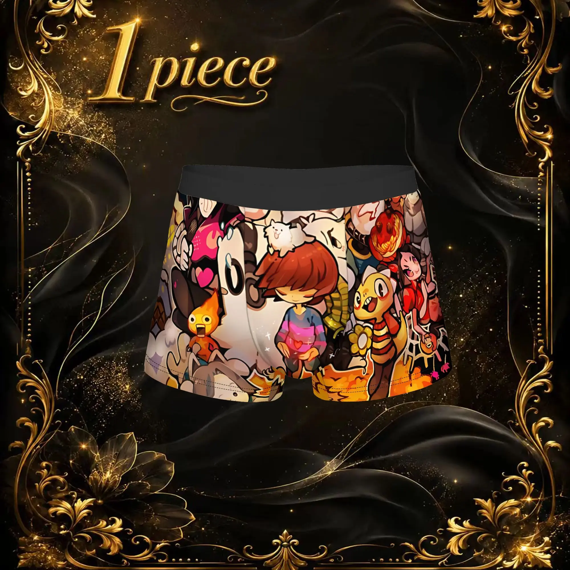 1pc Retro Undertale Anime Pattern Underpants Breathable Panties Men's Underwear Cool Shorts Boxer Briefs