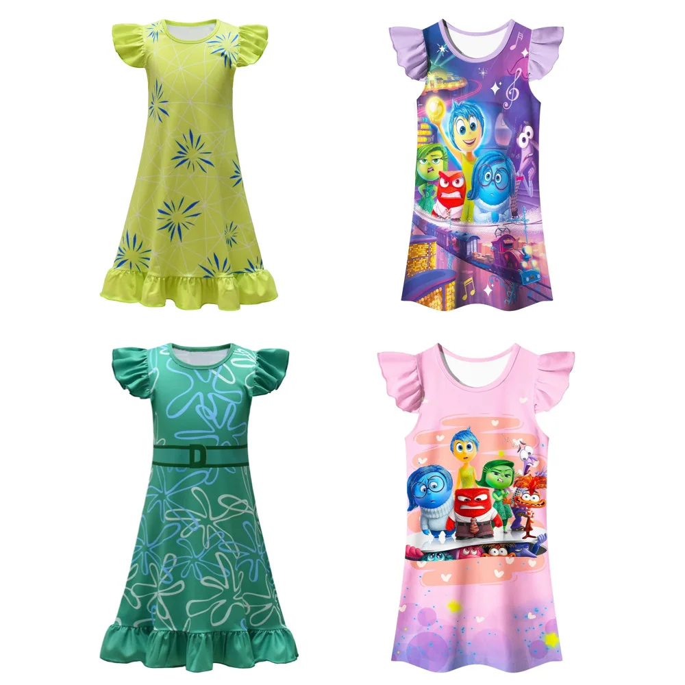 

Хэллоуин Inside Out Disgust Joy Косплей Костюм Платье для девочек Униформа Костюм Карнавальная вечеринка Ролевые игры Полный комплект для детей Cos платья