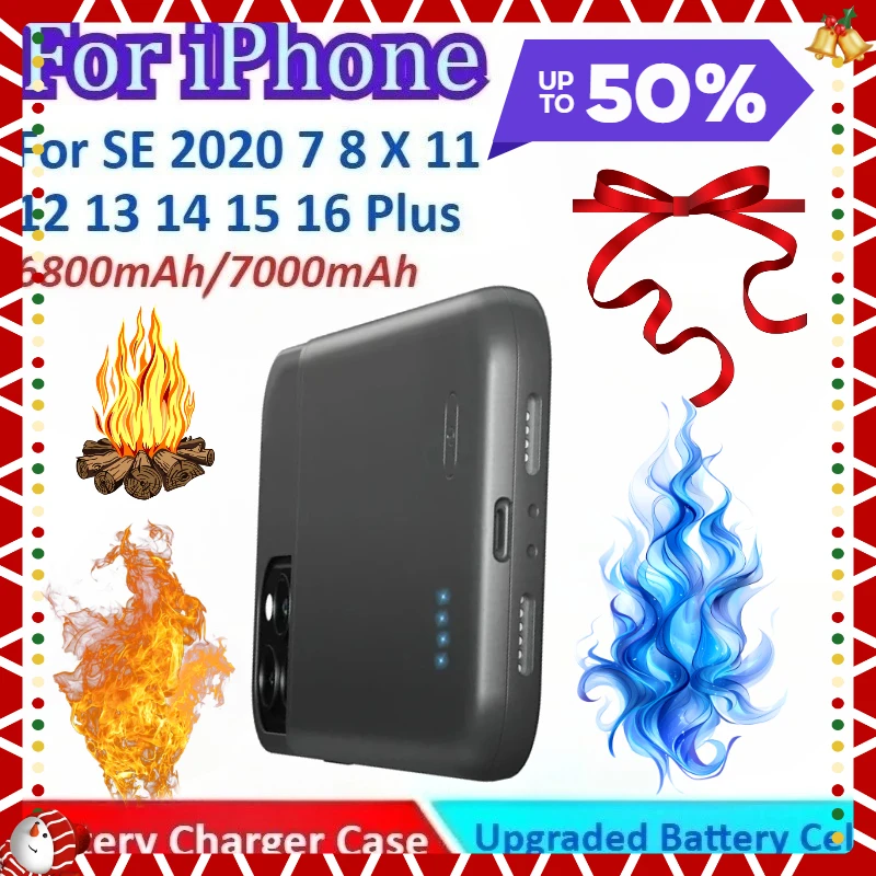 New External Battery Phone Charging Case for IPhone 16 15 14 13 12 11 External Phone Battery Case for 6 6s 7 8 Plus Se2020