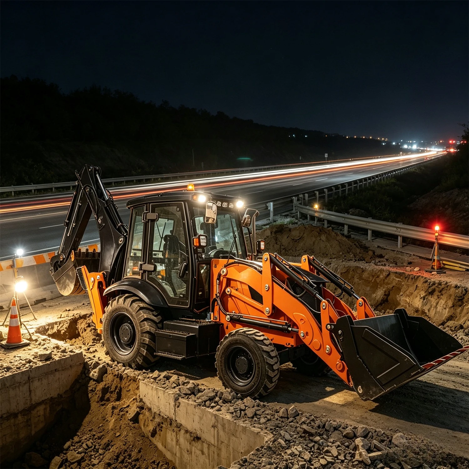 Customized Two Active Backhoe Loaders Heavy Duty Wheel Type Backhoe Excavator Loader For Building Site Earth Moving