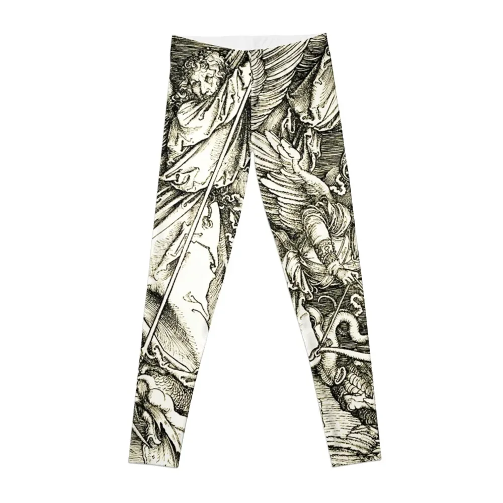 

St Michael fighting the Dragon (1498) Leggings Women's tights joggers for Women's fitness Womens Leggings