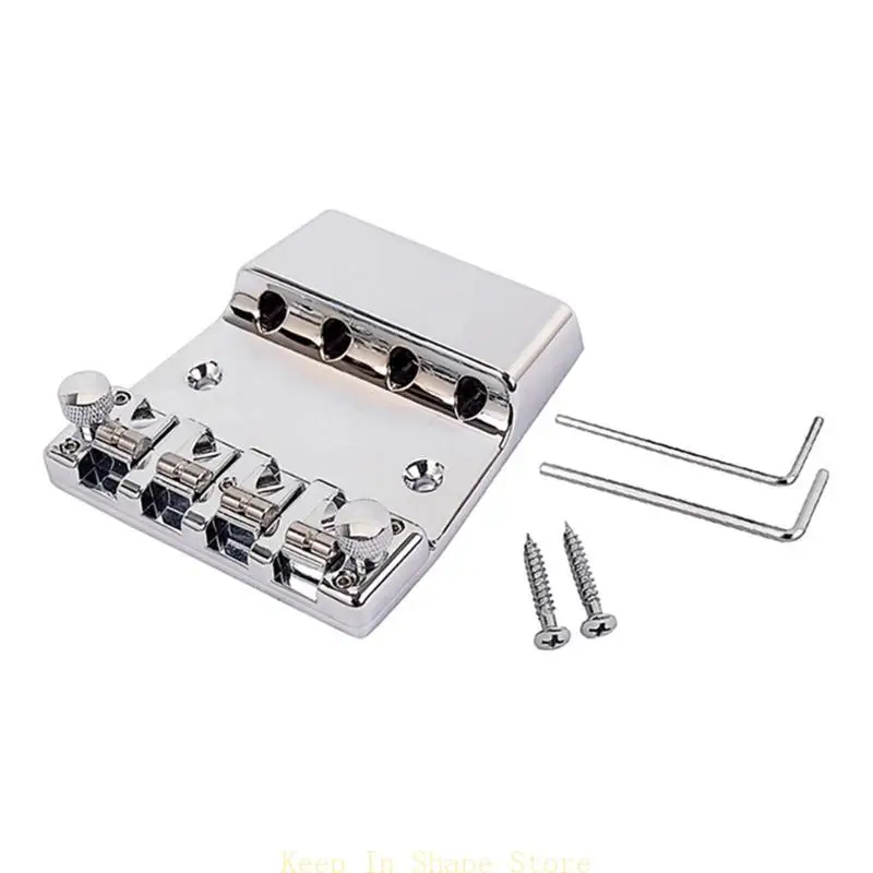 

U1JC 4 Strings Bass Guitar Saddle Bridge Suitable for 4 String Guitar Bass Guitar Accessories Bass Bridge with Screws Wrench