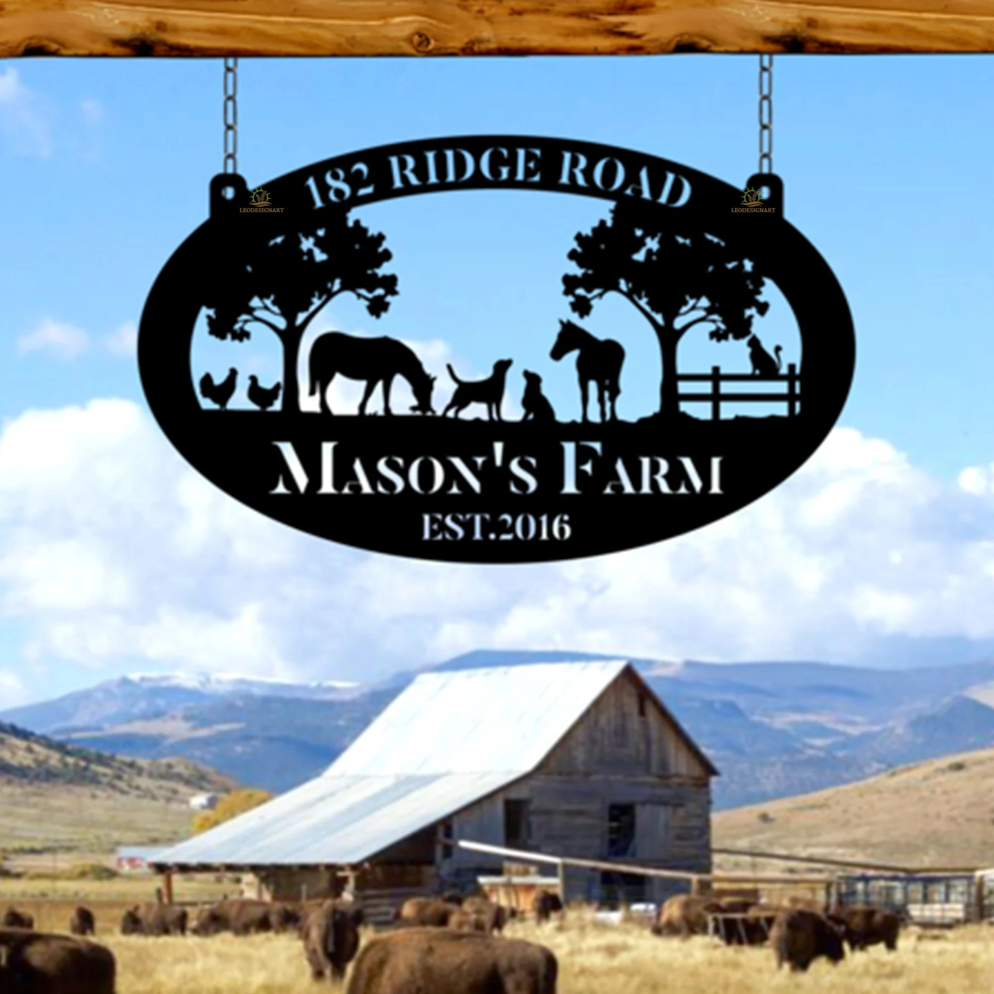 Personalized Metal Farm Sign, Custom Farmhouse Decor, Farmer Gift, Horse Ranch, Chicken Sign, Farm Animals Sign, Ranch Sign