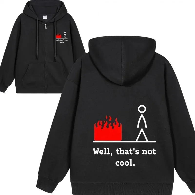 

Men's Zip-Up Hoodie Red and White Logo Design Fashion Sweatshirt Hip Hop Casual Unisex Autumn Winter Fleece Streetwear Coat