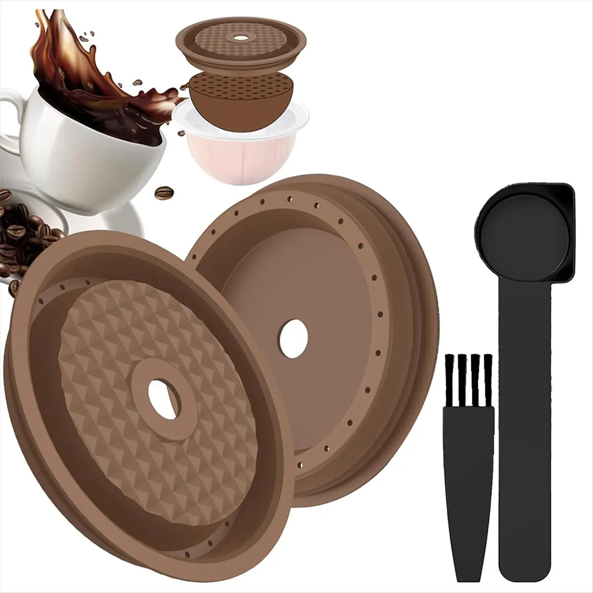 A013 2Pcs Reusable Coffee Capsule Lids for , Refillable Vertuo Coffee Capsules Discs with Aluminum Foil