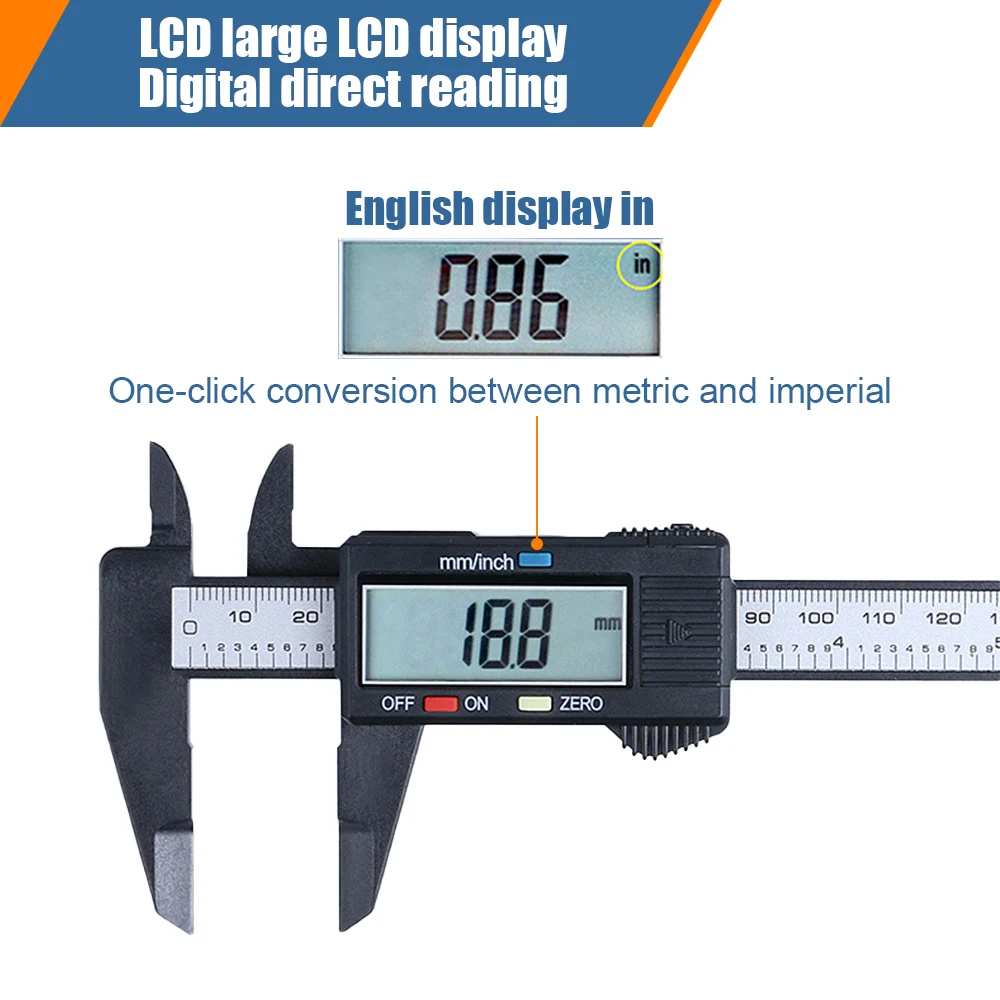 100/150mm Electronic Digital Caliper 6Inch Vernier Caliper Gauge Micrometer Measuring Tool Pachometer Digital Ruler with Battery