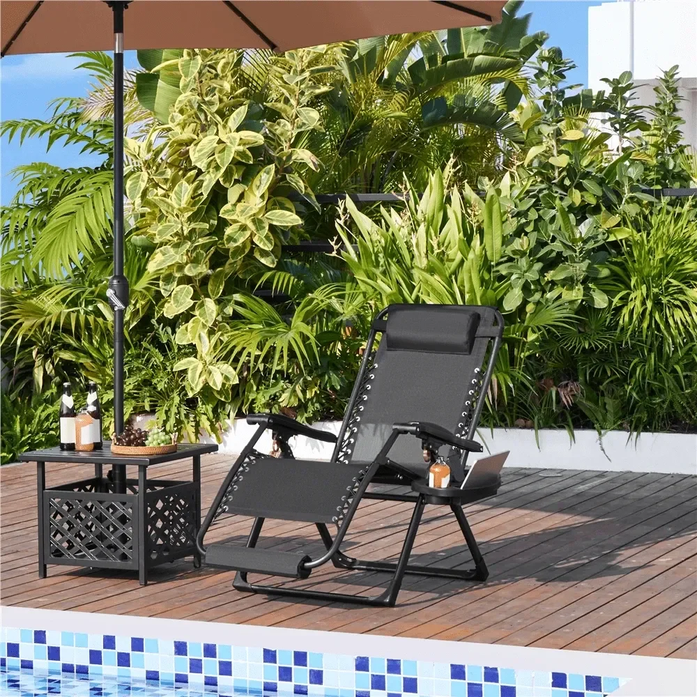 

1 Piece 26in Padded Zero Gravity Chair Outdoor Zero Gravity Recliner With Soft Mattress Cupholder Texteline Patio Lounge Campin