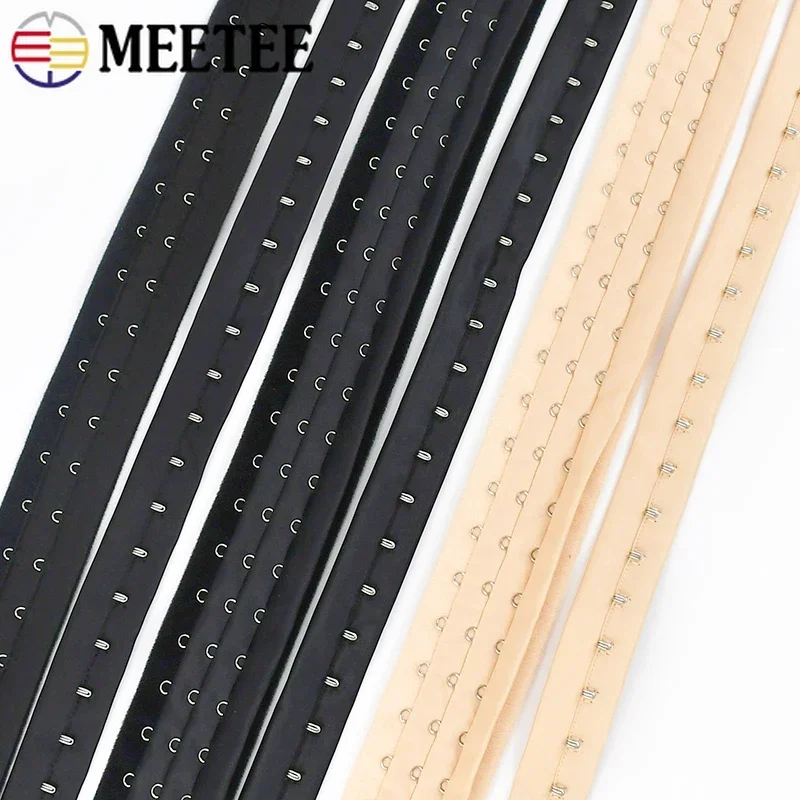 

2/4Yards Meetee Underwear Bra 3/2Rows Adjust Clip Hook and Eye Waist Strap Corset Extender Buckle DIY Sewing Garment Accessories