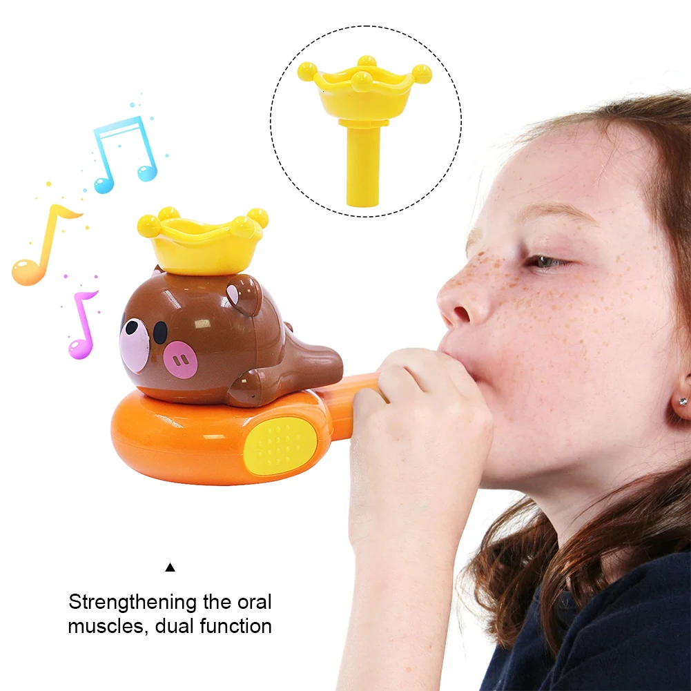 Whale/Bear Children's Blowing Horn Suspended Ball Lung Capacity Boosting Breathing Trainer Creative Stacking Toy