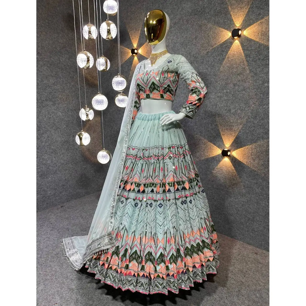 Traditional Chinese Clothing Fancy Lehenga Choli For Parties Less Work Required