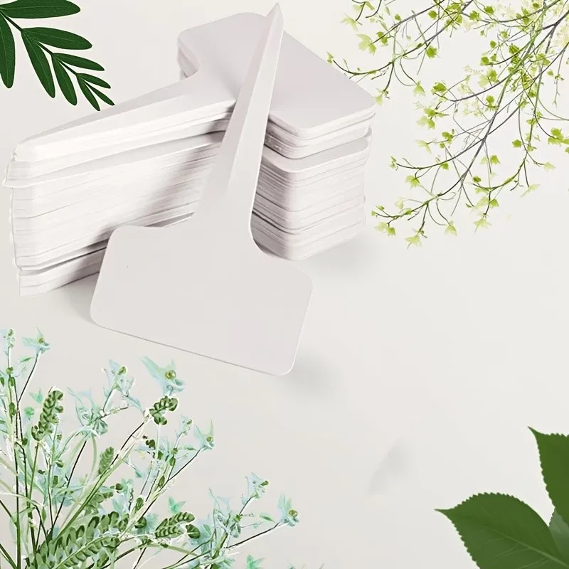 97 pcs White T-Shape Design White Garden Labels, great for Indoor Potted Plants, Smooth Writable Surface, Nursery Seedling ID