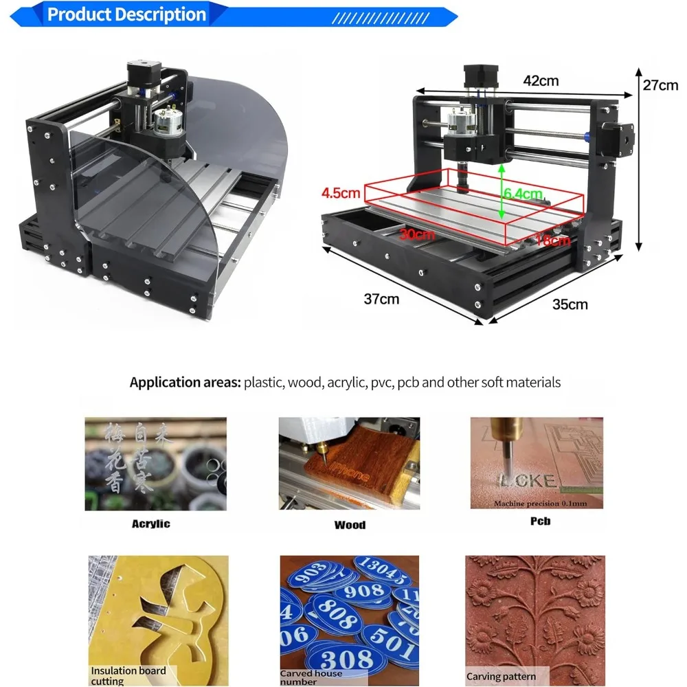 CNC Router Machine Kit DIY Mini CNC Wood Router Machine 3 Axis GRBL Control Engraver Milling Cutting Machine Working