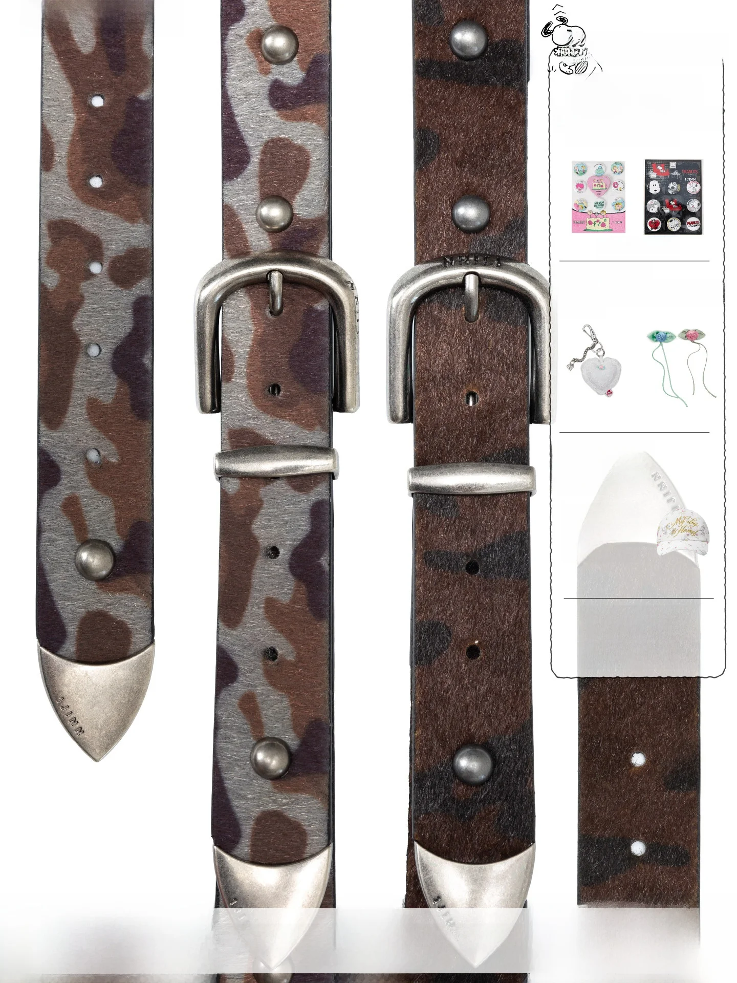 

Retro Camouflage Rivet Metal Buckle Fake Hair Belt Women Versatile Design Sensation Spicy Girl Waist Belt 1JINN STUDIO