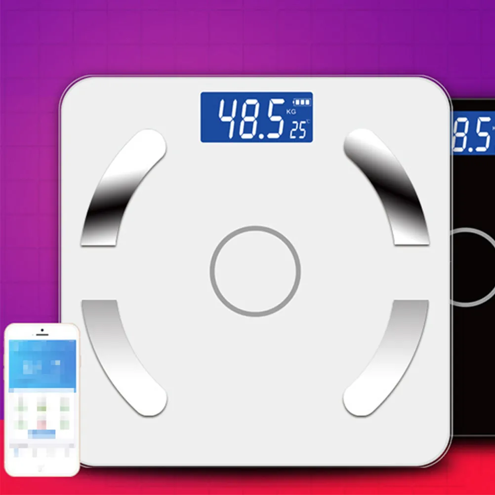 Electronic Body Fat Scale White Smart Digital Weight Scale Accurate Measurement LCD Screen App Link Battery Powered