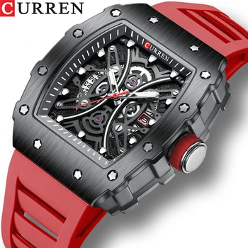 CURREN new arrival men watch luxury rubber strap chronograph quartz 3ATM waterproof wristwatch for male