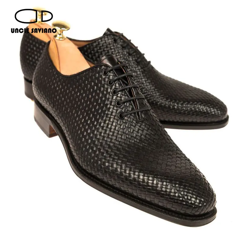 

Uncle Saviano Luxury Oxford Men Dress Shoes Fashion Wedding Party Best Man Shoe Italian Designer Woven Leather Shoes for Men