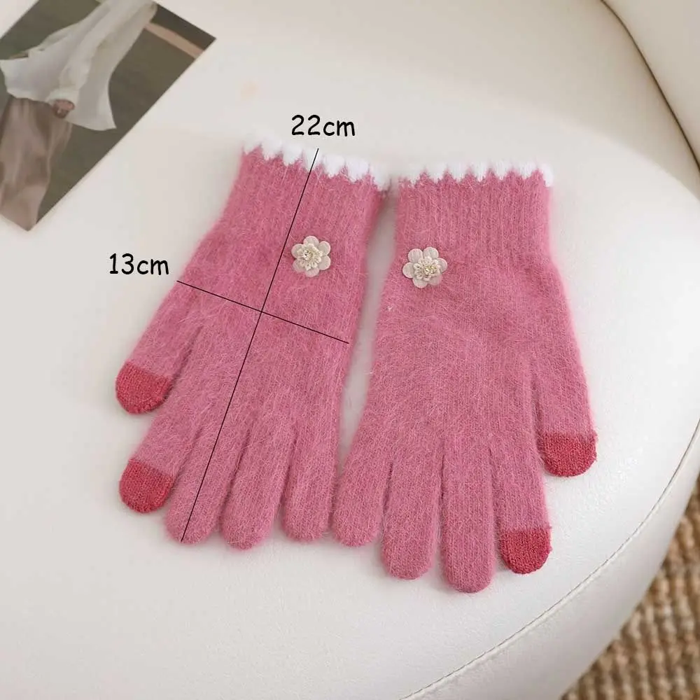 قفازات زهرة الموضة سميكة مريحة القطن القفازات الدافئة إصبع يتعرض قفازات دافئة فتاة