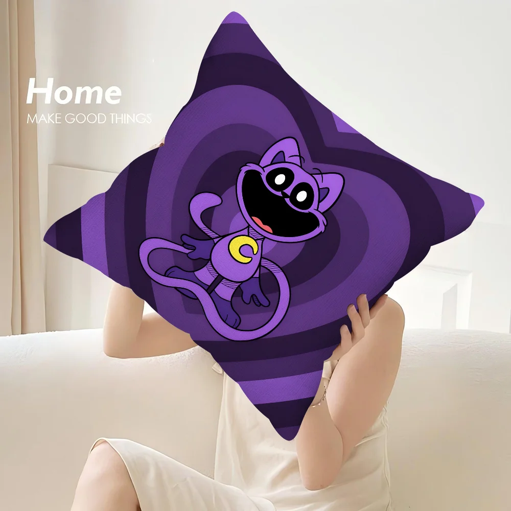 Smiling C-Catnap Heart Pillow Case Sofa Decorative Home Double-sided Print Plush Square Throw Pillow Covers Cushion Decor Cover