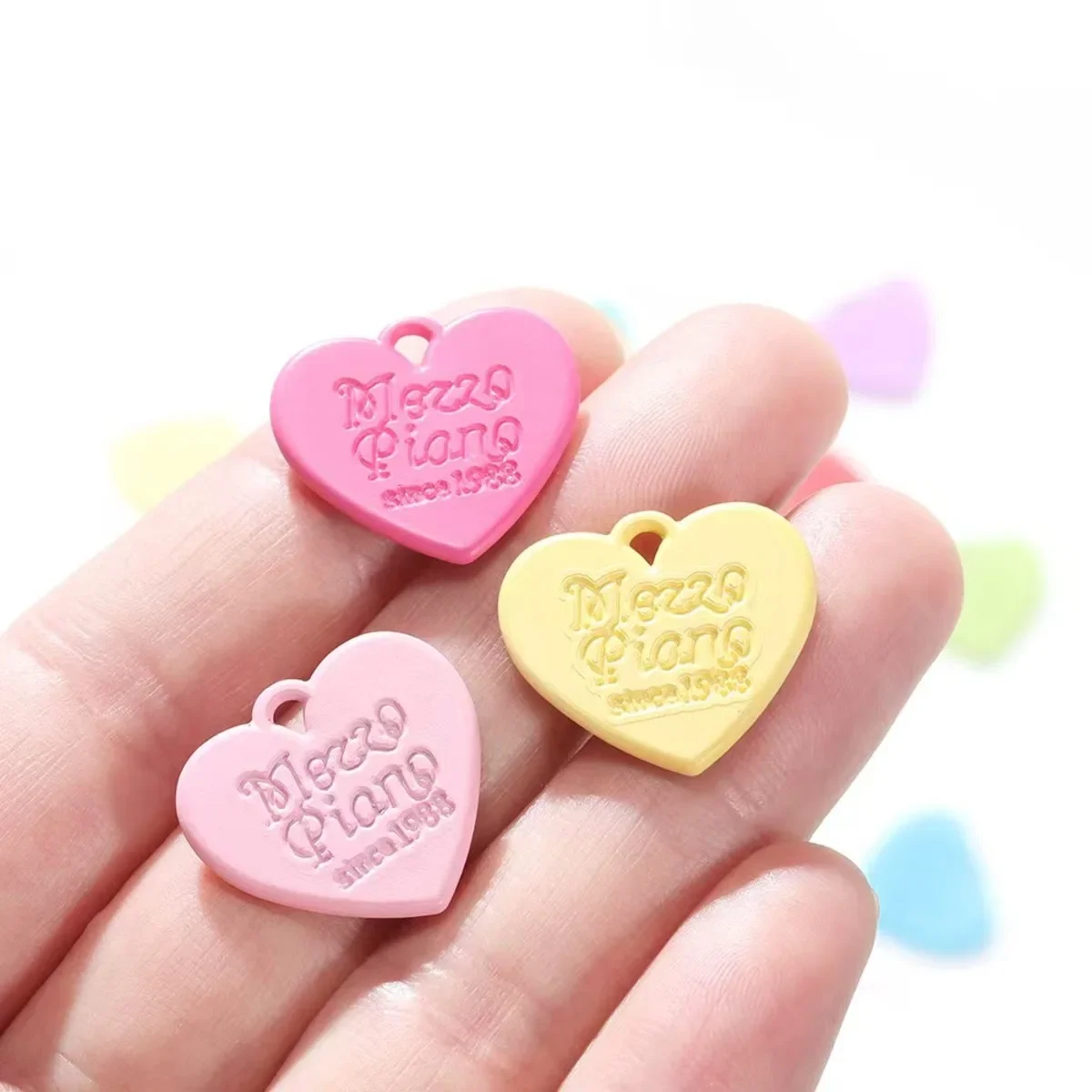 10pcs Candy Color Heart Pendants Charm for Handmade Bracelet Earrings Necklace Pendant DIY Jewelry Making Accessories Supplies