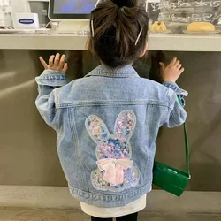 Baby Girls Denim Jacket 3-10 Years Kids Fashion Cardigan Coats Spring Autumn Children Casual Outerwear Long Sleeve Sweet Jackets