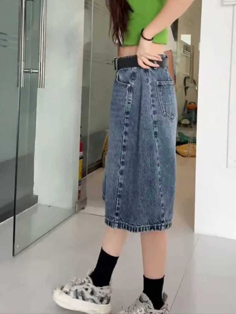 ハイウエスト A ラインブルーデニムショートパンツ女性の夏プラスサイズストレートレッグワイドレッグ 5 分丈ルーズフィットジーンズ