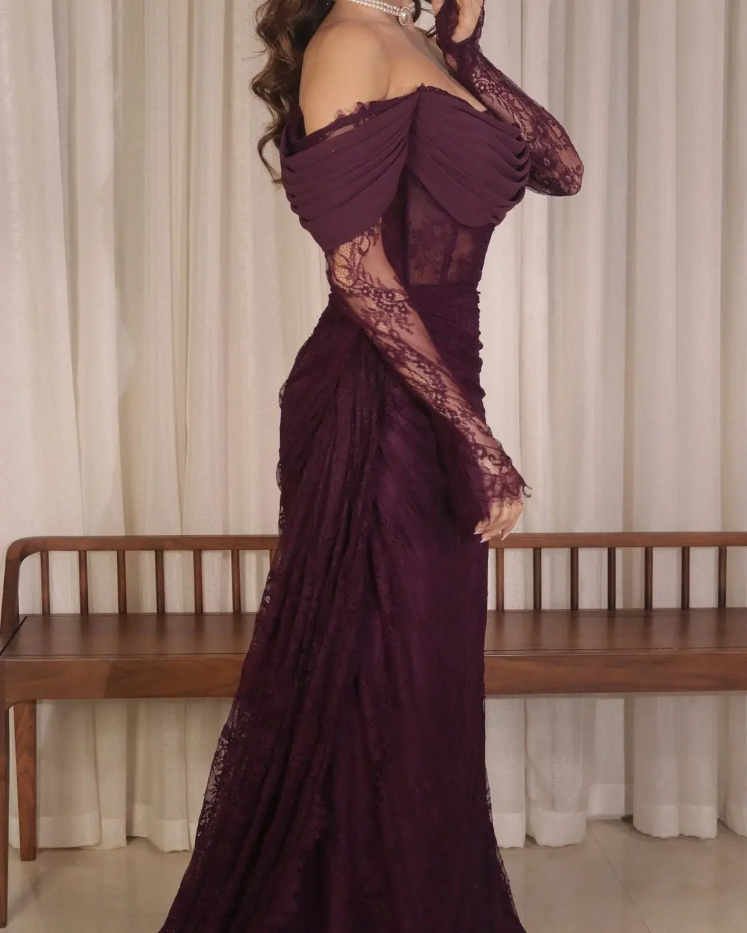 Customized Saudi Arabic Prom Dresses Lace Evening Dresses Long Sleeves Floor-length Party Dresses Vestidos De فساتين مناسبة image 5
