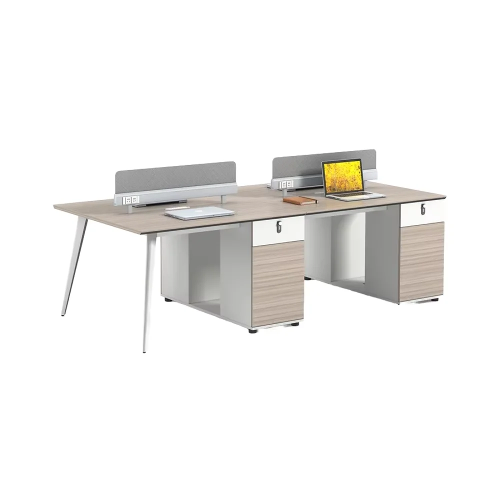 

Multifunctional Modern Design Office Storage Cabinet Durable Wood Staff Computer Desk Partition for 4 People