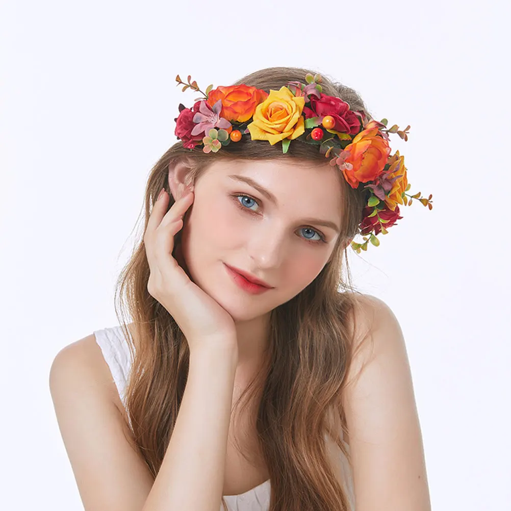 

Rose Decorative Headband Women Bridal Soft Fabric Lightweight Hairband Simulated Rose Crown for Weddings Parties