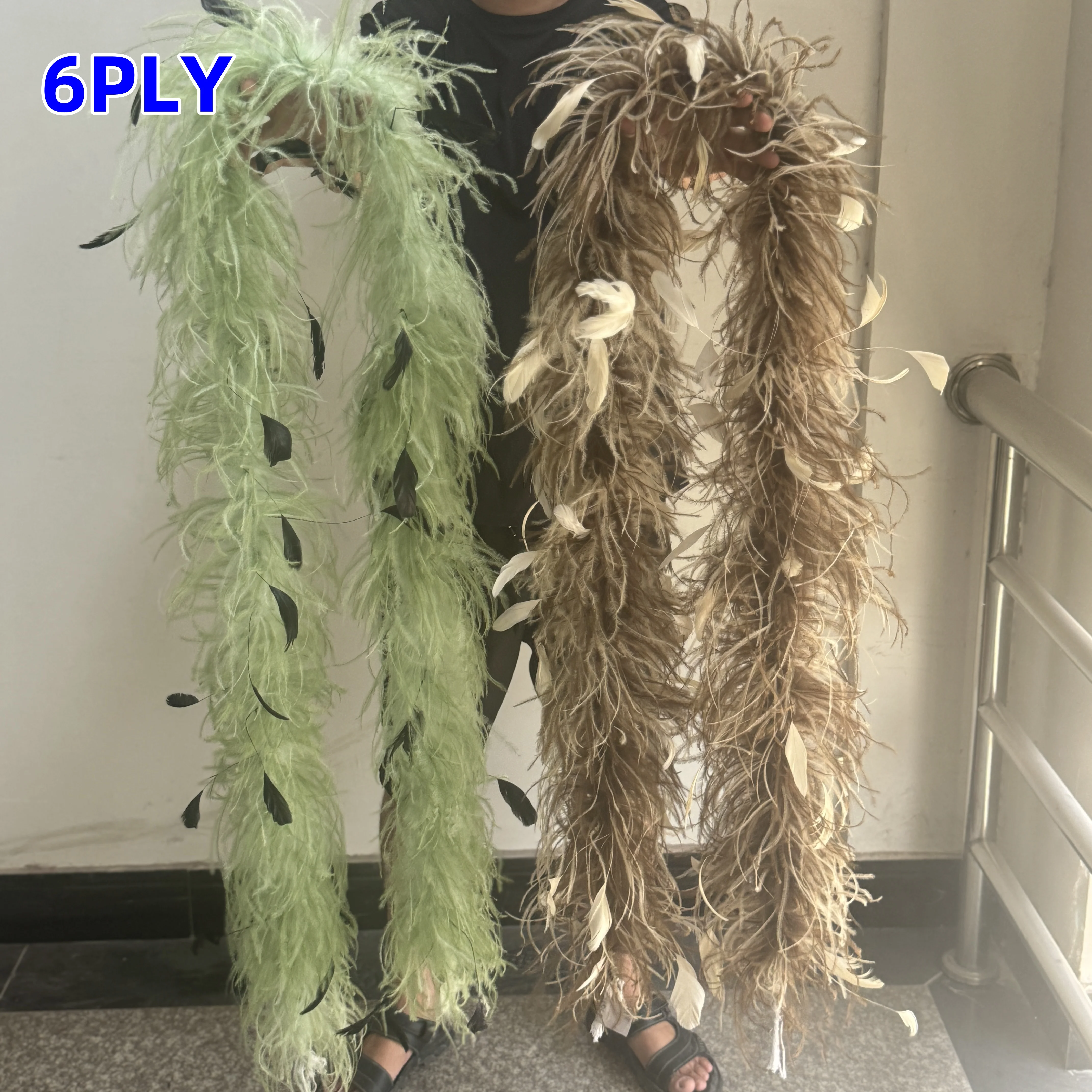 Customized Ostrich Feather Boa Natural Rooster Feathers On Top Dress Clothes Sewing Accessory Wedding Decoration Shawl 2M